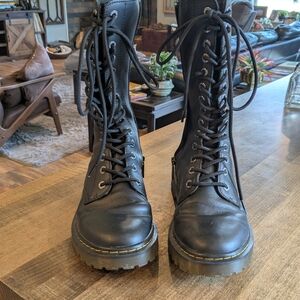 Dr. Martens Black Lace-Up Platform Combat Boots